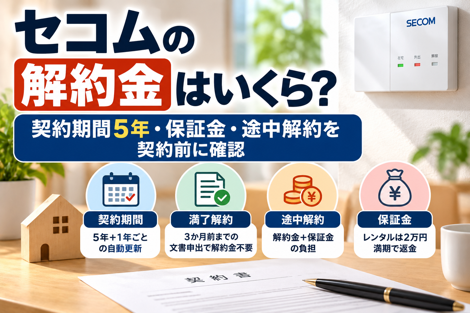 セコムの解約金と契約期間を確認するための契約書と家の鍵