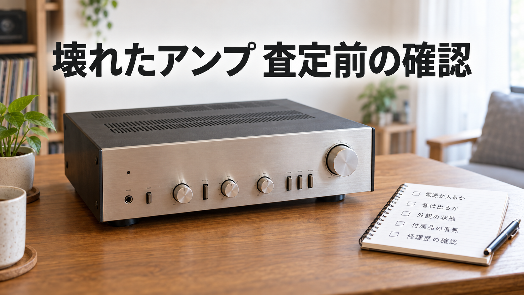 壊れたアンプと査定前の確認項目