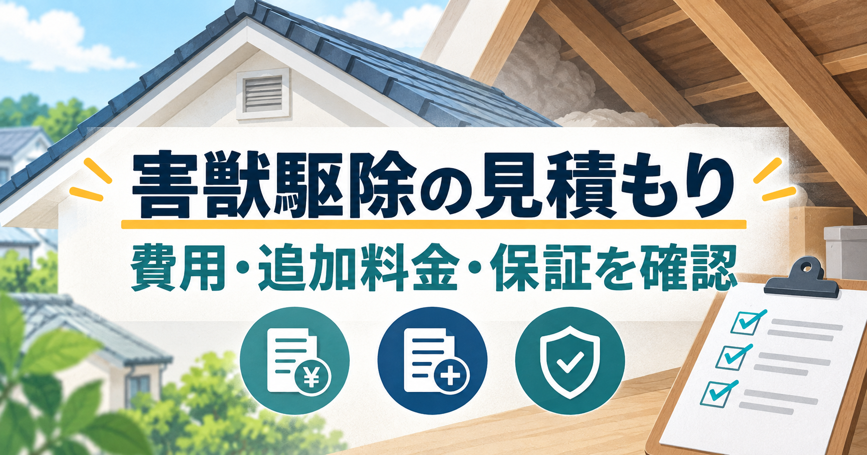 害獣駆除の見積もりで費用・追加料金・保証を確認するイメージ
