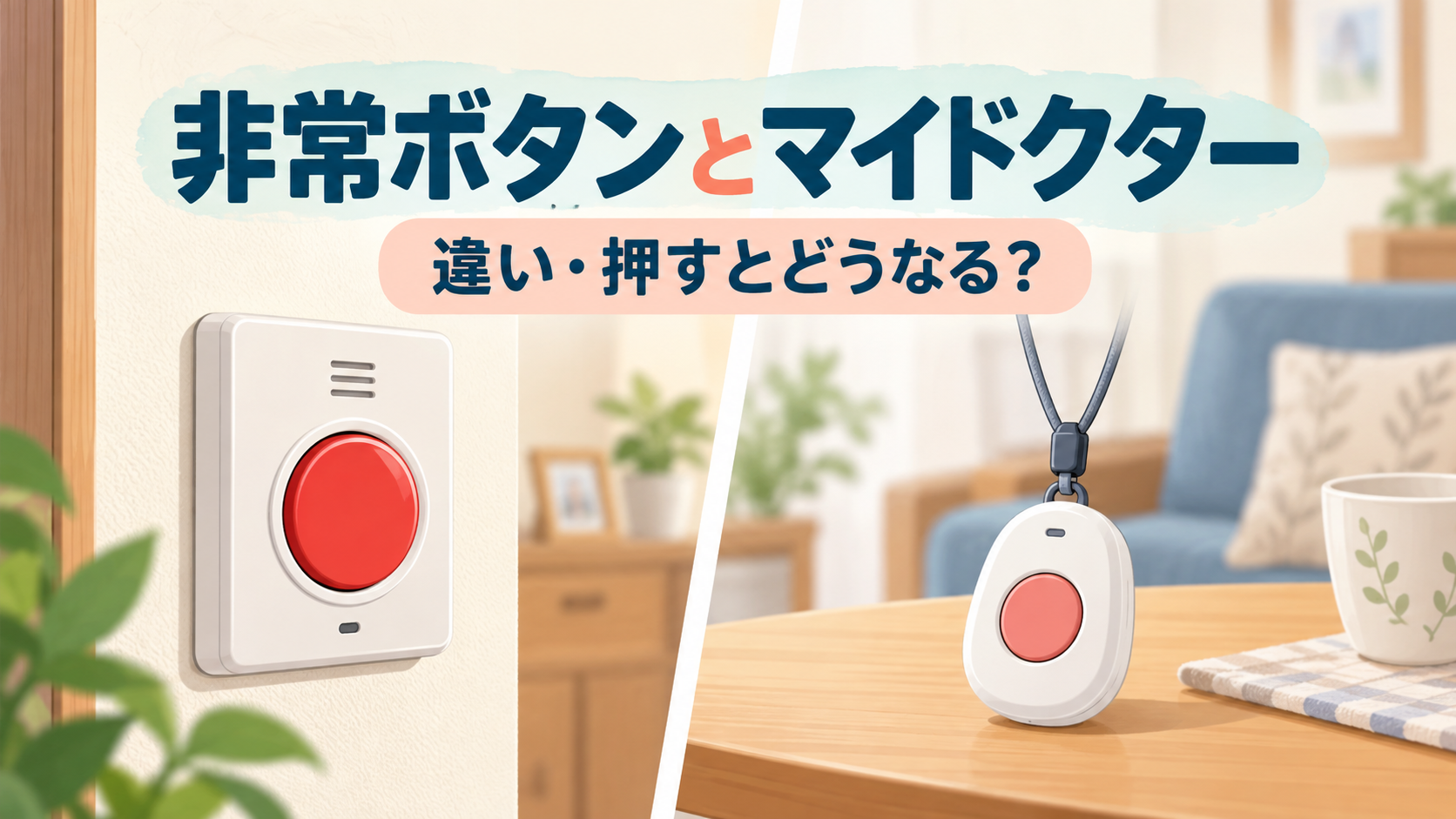 セコムの非常ボタンとマイドクターの違いを示す見守りイメージ